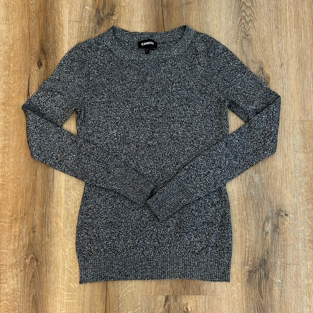 Express Black/White Marled Sweater in size M